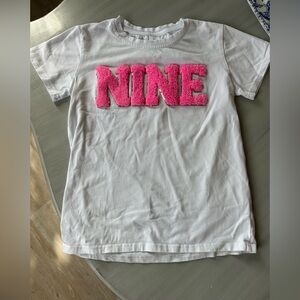 Kids White T-Shirt with Pink Text